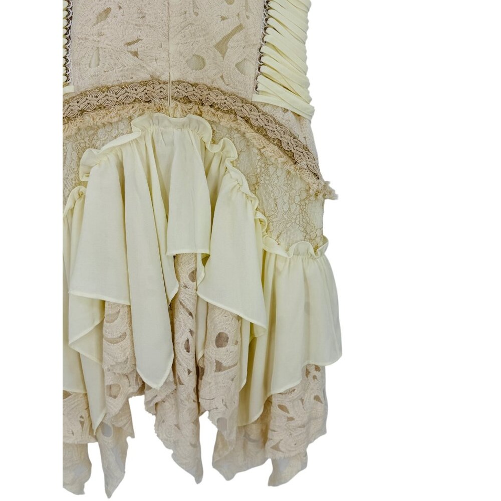 NWT Free People Ixiah Liminal Ivory Lace Ruffle Mini Dress | Grunge Fairycore 6 - Picture 11 of 16